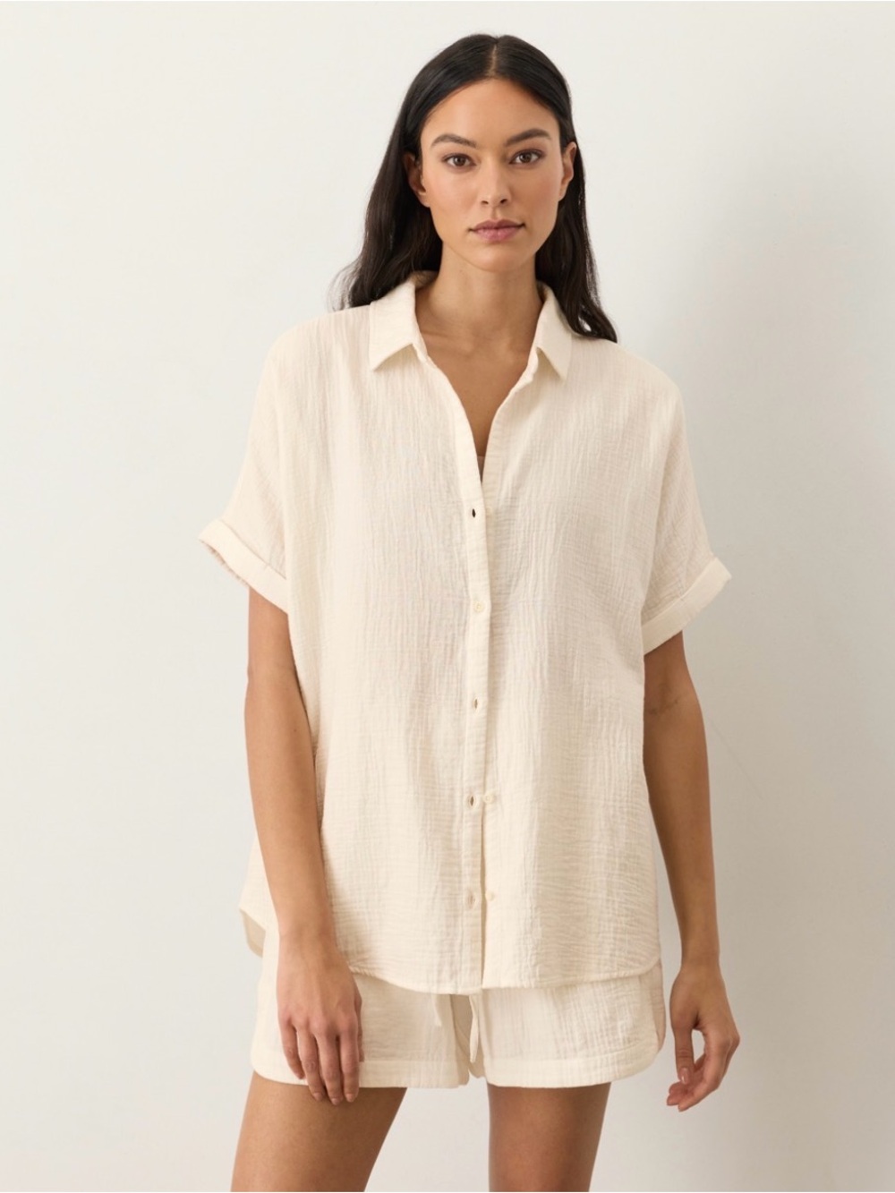 NWT Pact Organic Coastal Double Gauze Oversized Shirt - Picture 10 of 11